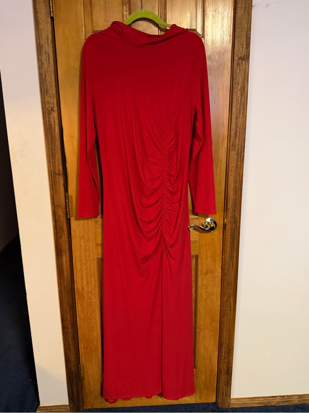Boston Proper Red Long-Sleeve Ruched Maxi Dress XL